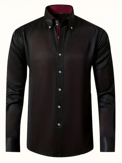 Charles Men's Formal Dress Shirt Button Front