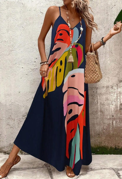 Colorful Floral Long Maxi Dress for Women