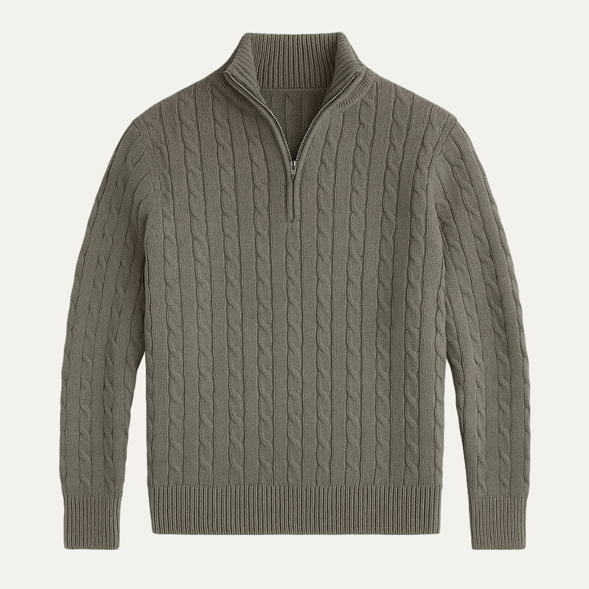 Men's Classic Cable Knit Sweater Textured Half Zip - VibreMode