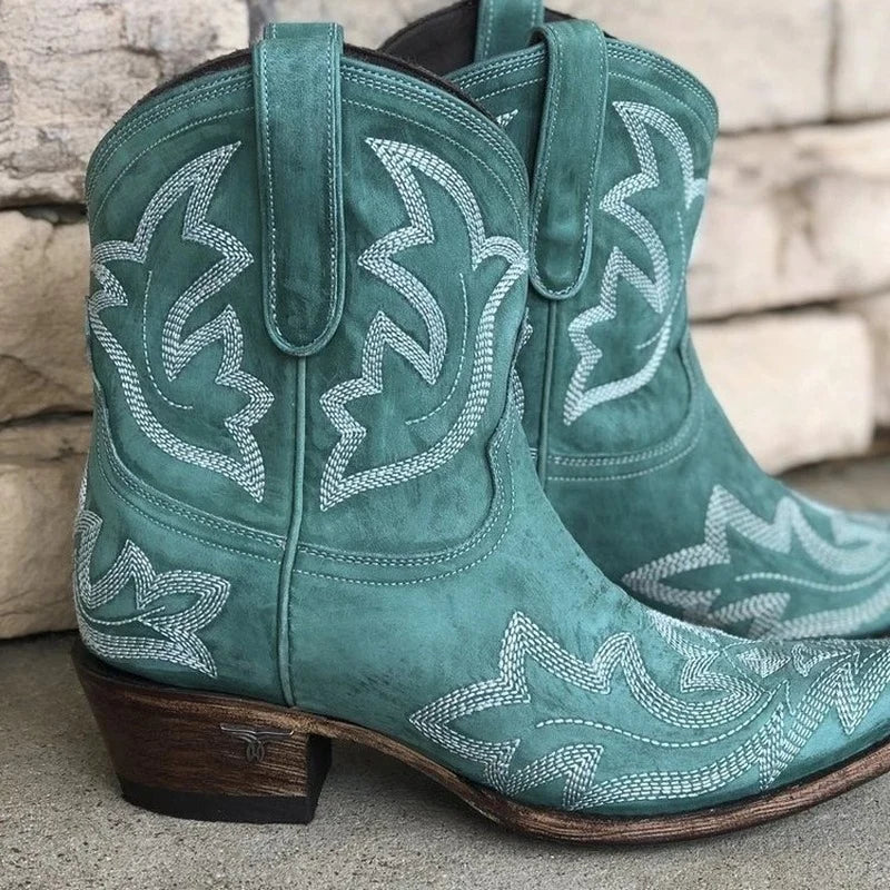Image of Diana | Women's Embroidered Ankle Cowboy Boots