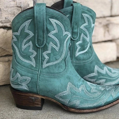 Image of Diana | Women's Embroidered Ankle Cowboy Boots