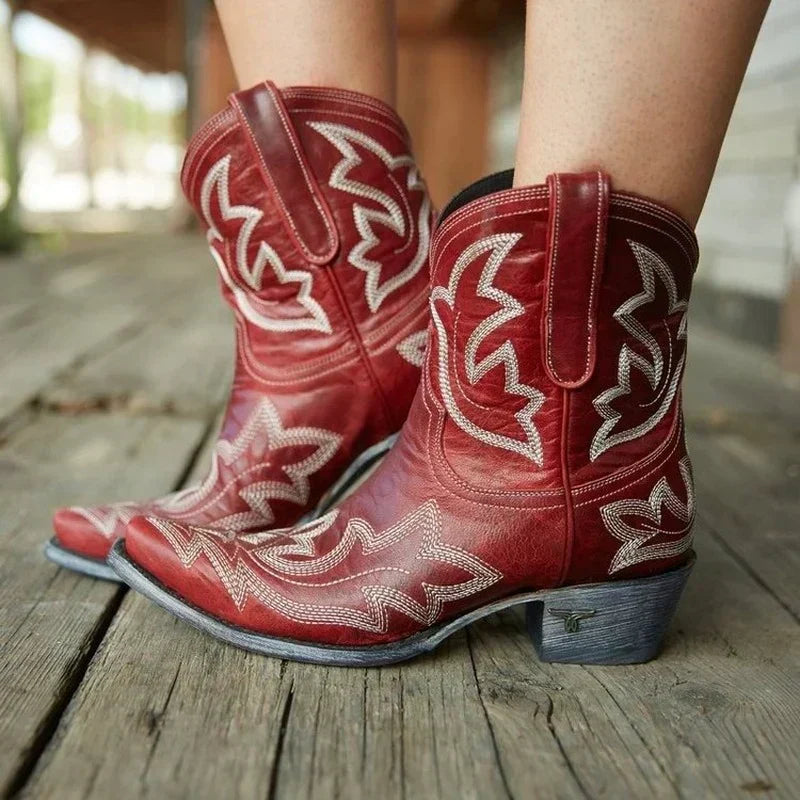 Image of Diana | Women's Embroidered Ankle Cowboy Boots
