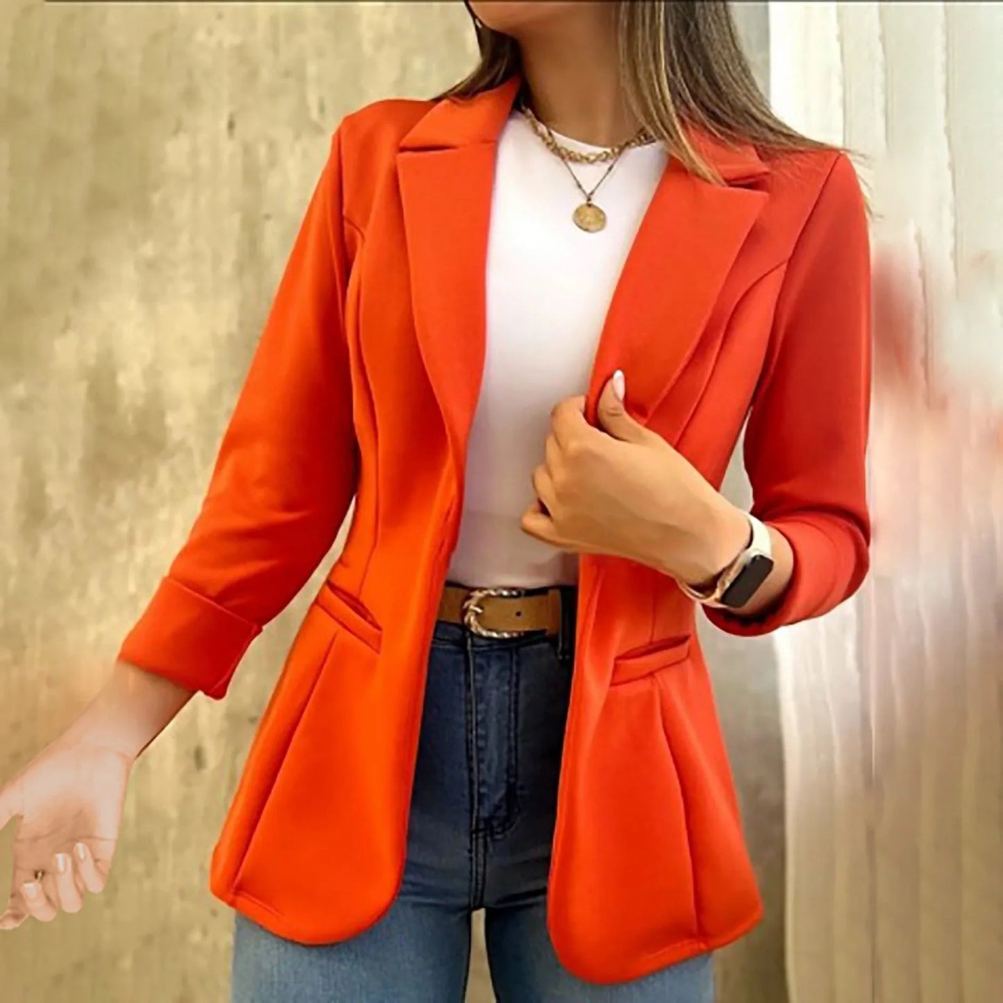 Women's Fitted Peplum Blazer Jacket - VibreMode