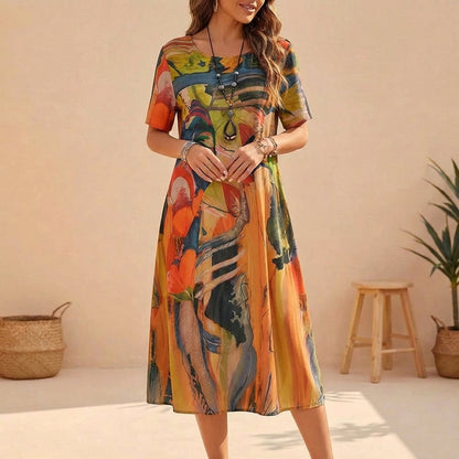 Image of Dianna | Women's Short Sleeve A-Line Midi Dress