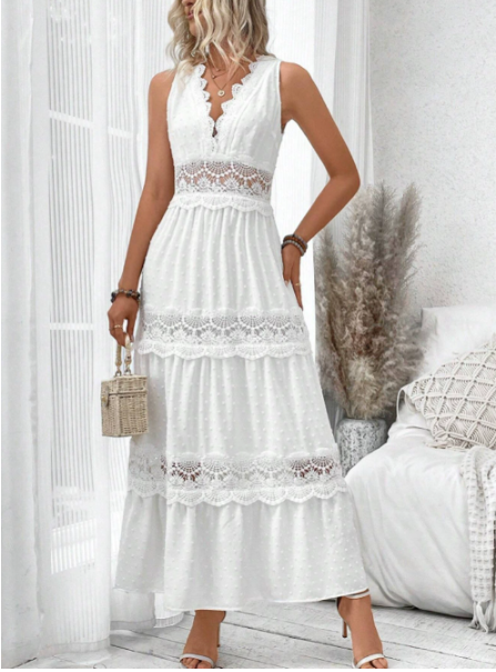 Women's Lace Maxi Dress Sleeveless - VibreMode