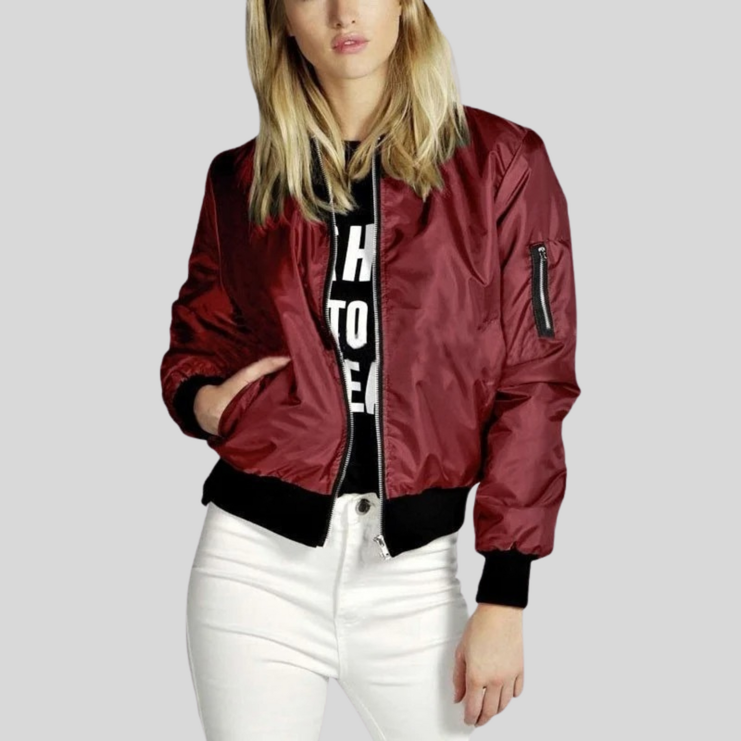 Image of Donna | Women's Long Sleeve Casual Bomber Jacket