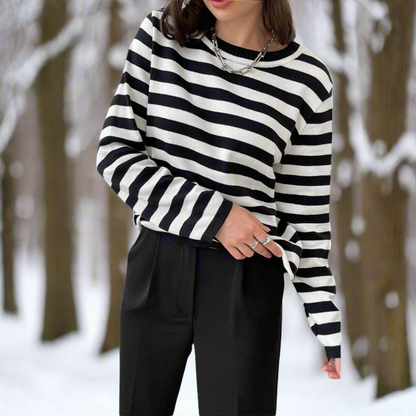 Women's Striped Cotton Long Sleeve T-Shirt