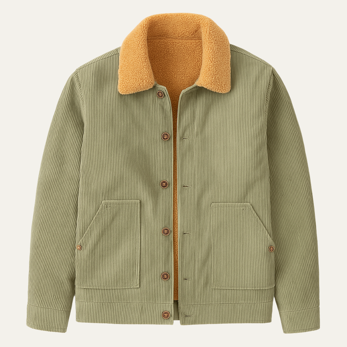 Men's Corduroy Sherpa Jacket Warm Winter Tan - VibreMode