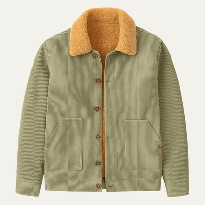 Men's Corduroy Sherpa Jacket Warm Winter Tan - VibreMode