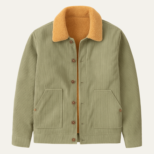 Men's Corduroy Sherpa Jacket Warm Winter Tan - VibreMode
