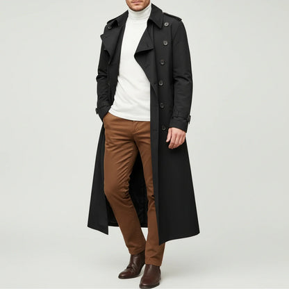 Men's Double Breasted Long Wool Coat