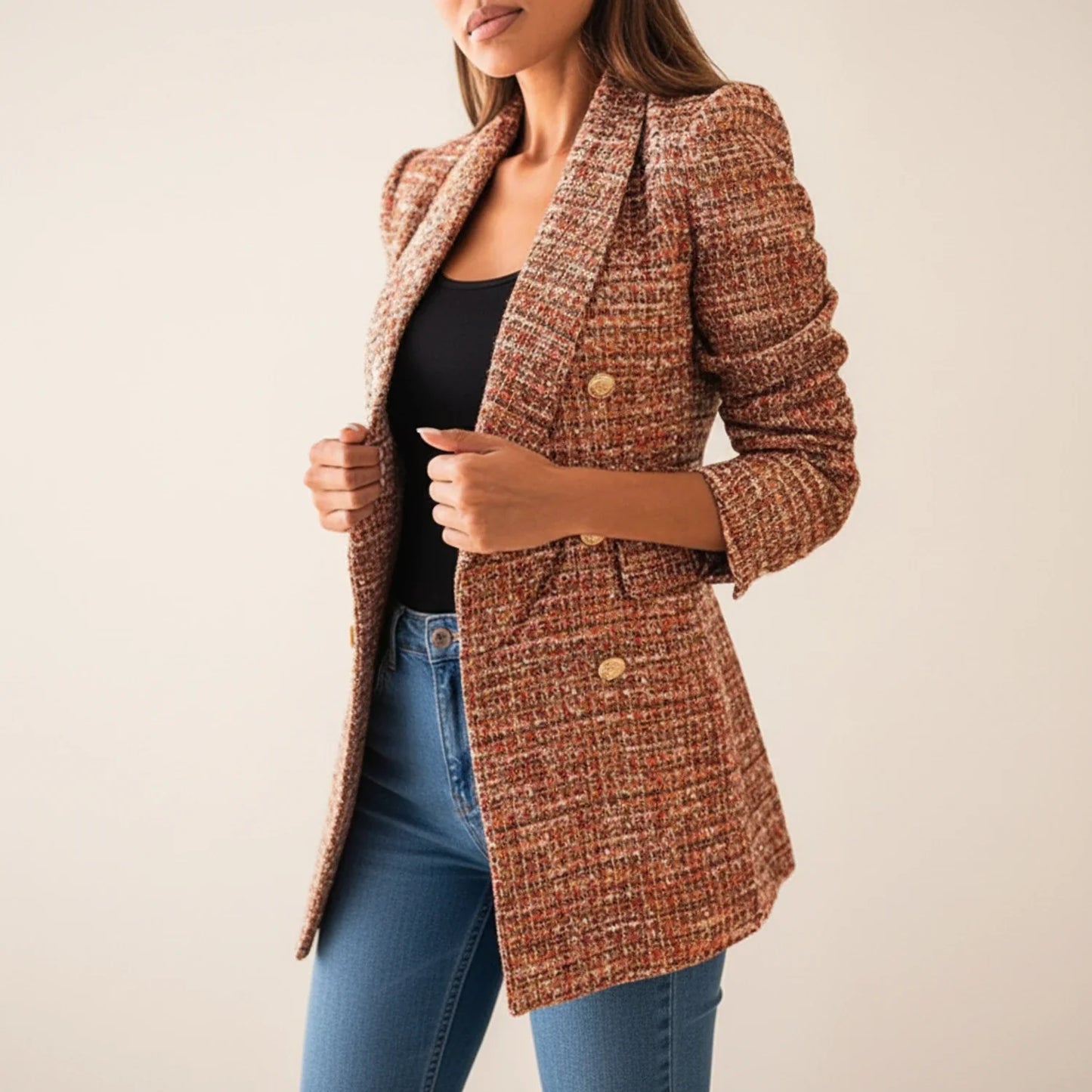 Women's Double Breasted Blazer Longline Tailored - VibreMode