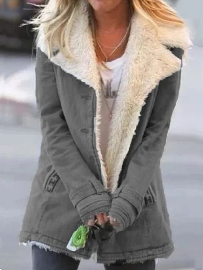 Women's Winter Jacket Soft Lining Turn Down Collar Warm Coat