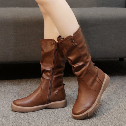 Waterproof Vegan Leather Ankle Boots with Zipper - VibreMode