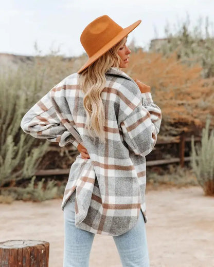 Women's Plaid Flannel Jacket Oversized Cozy