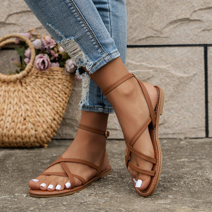 Comfortable Cross Strap Flat Sandals
