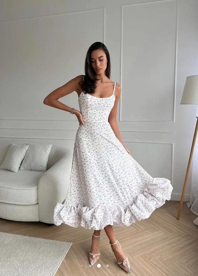 Women's Ruffle Midi Evening Dress