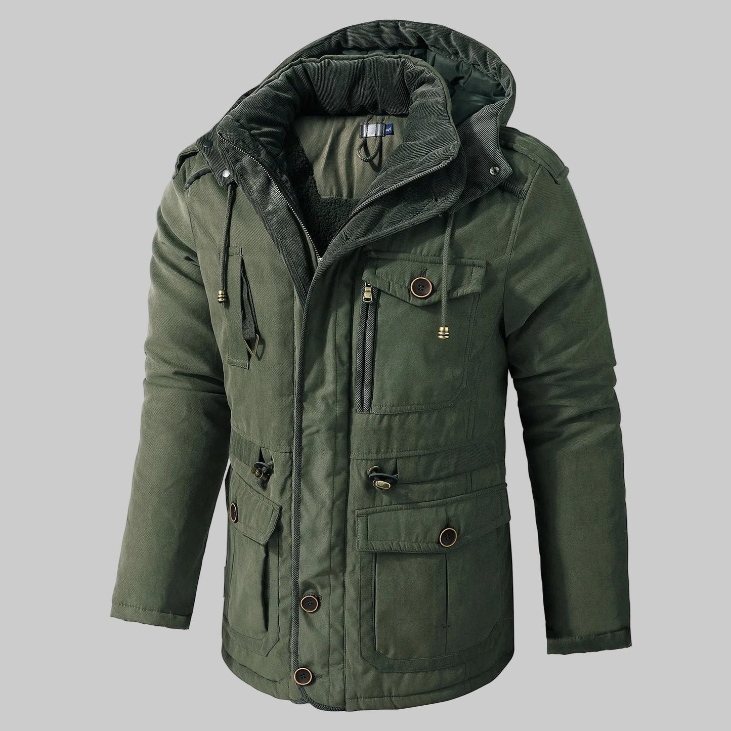 Men's Winter Parka Jacket Multi-Pocket Insulated