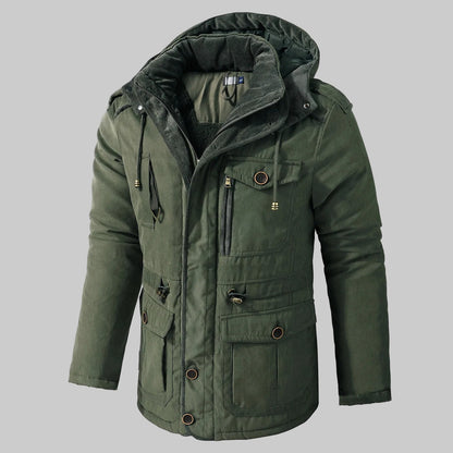 Men's Winter Parka Jacket Multi-Pocket Insulated