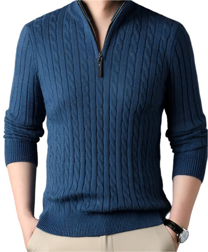Wells Men's Cable Knit Quarter Zip Sweater