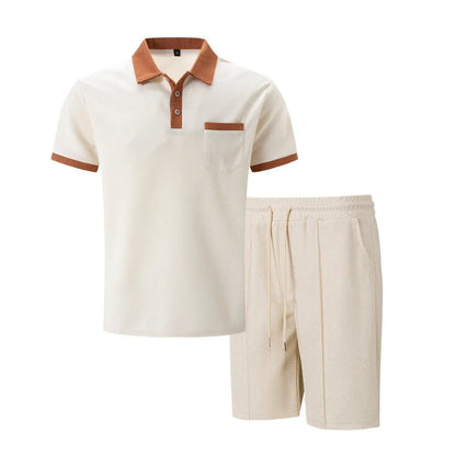 Men's Cotton Polo Shorts Set Vintage Style