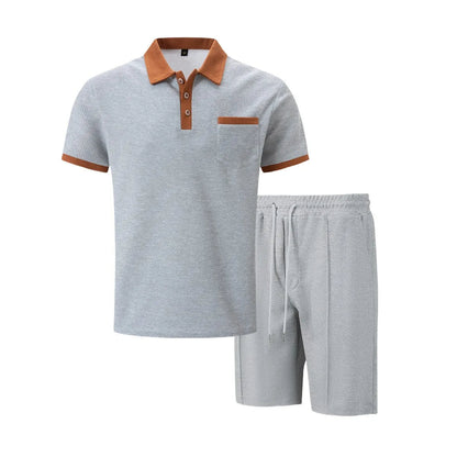 Men's Cotton Polo Shorts Set Vintage Style