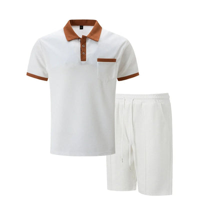 Men's Cotton Polo Shorts Set Vintage Style