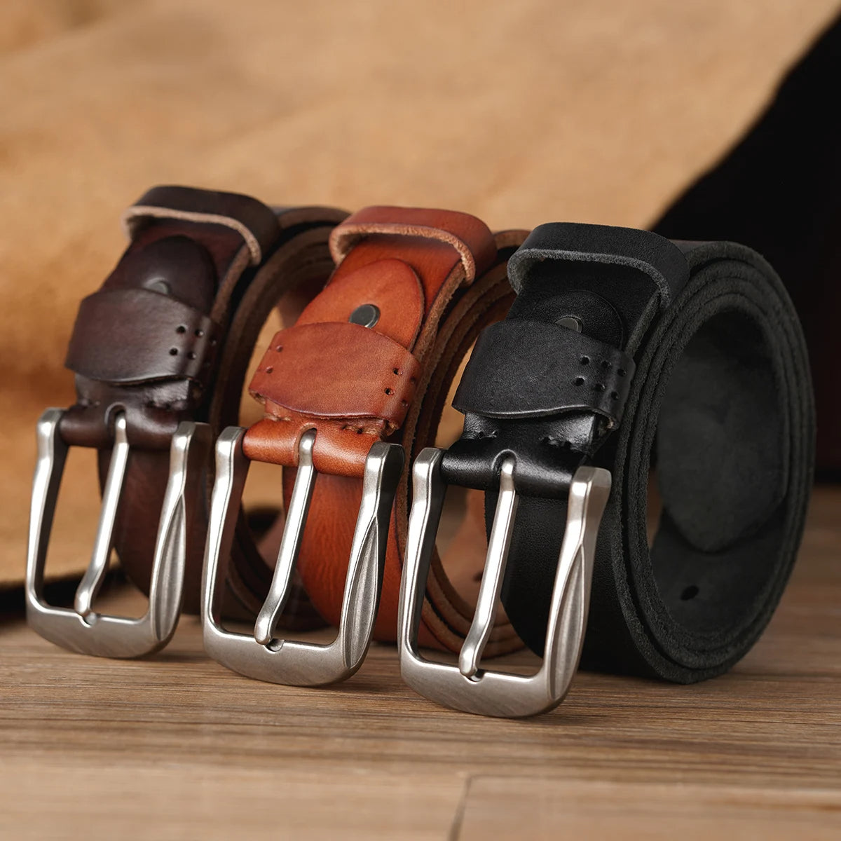 Farnham Men's Classic Leather Belt Cowhide Brown