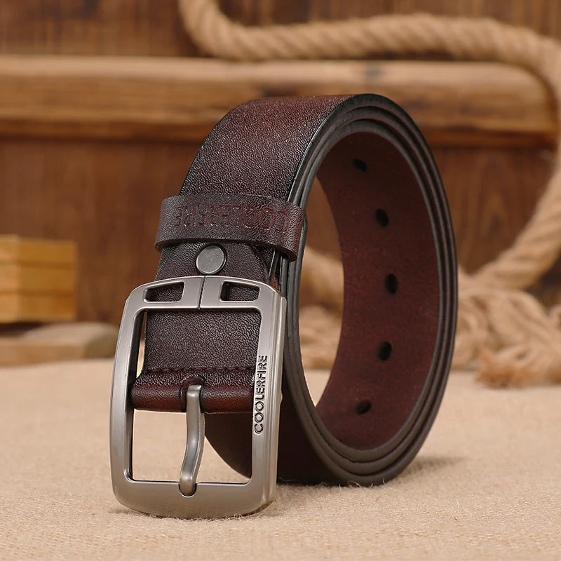 Genuine Cowhide Men's Belt Modern Vintage Style