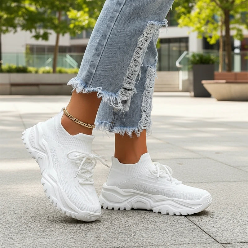 Fashionable Thick Knit Sneaker Boots