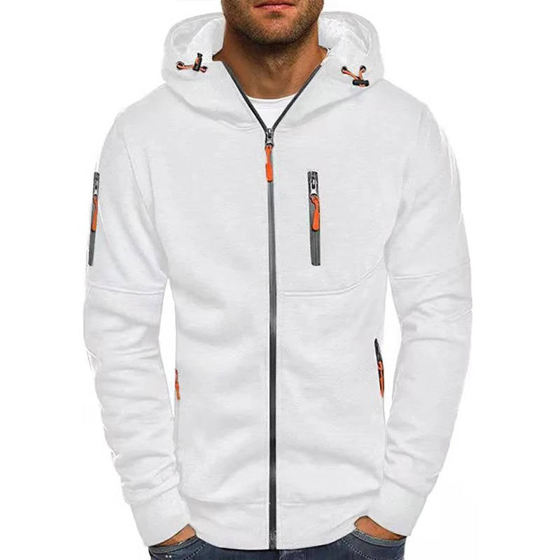 Premium Men's Full Zip Up Hoodie - Soft Polyester, All-Season Comfort, Secure Pockets
