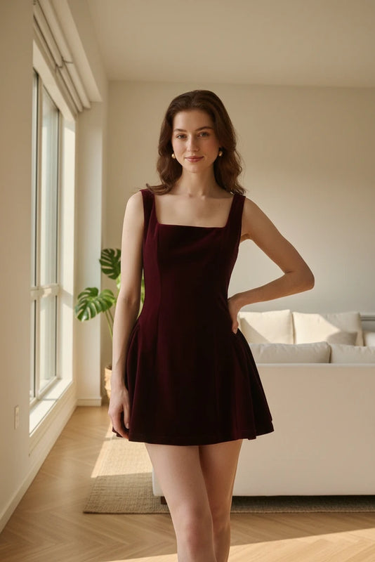Soft Round-Neck Short Dress - VibreMode