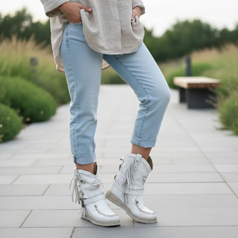 Tassel Leather Ankle Boots