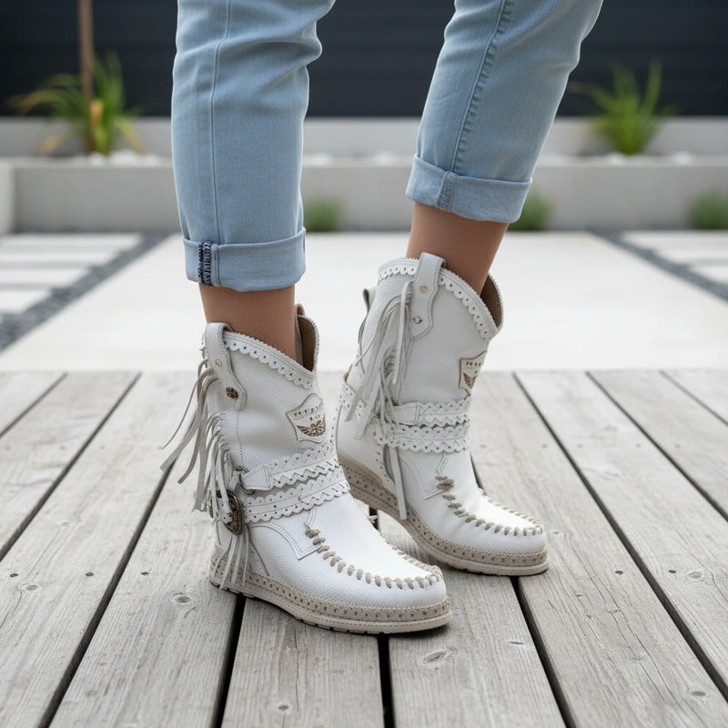 Tassel Leather Ankle Boots - VibreMode