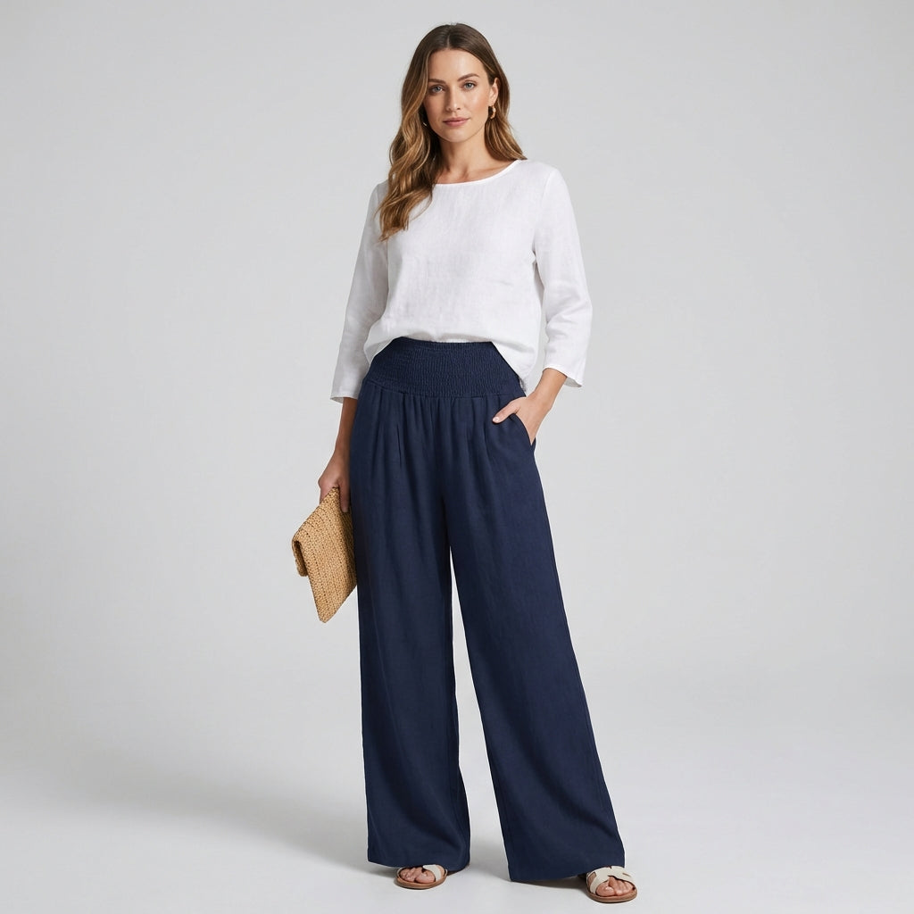 Women's Linen Palazzo Pants - VibreMode