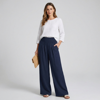 Women's Linen Palazzo Pants - VibreMode