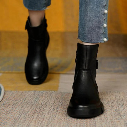 Women's Ankle Boots Retro Style Leather Brown