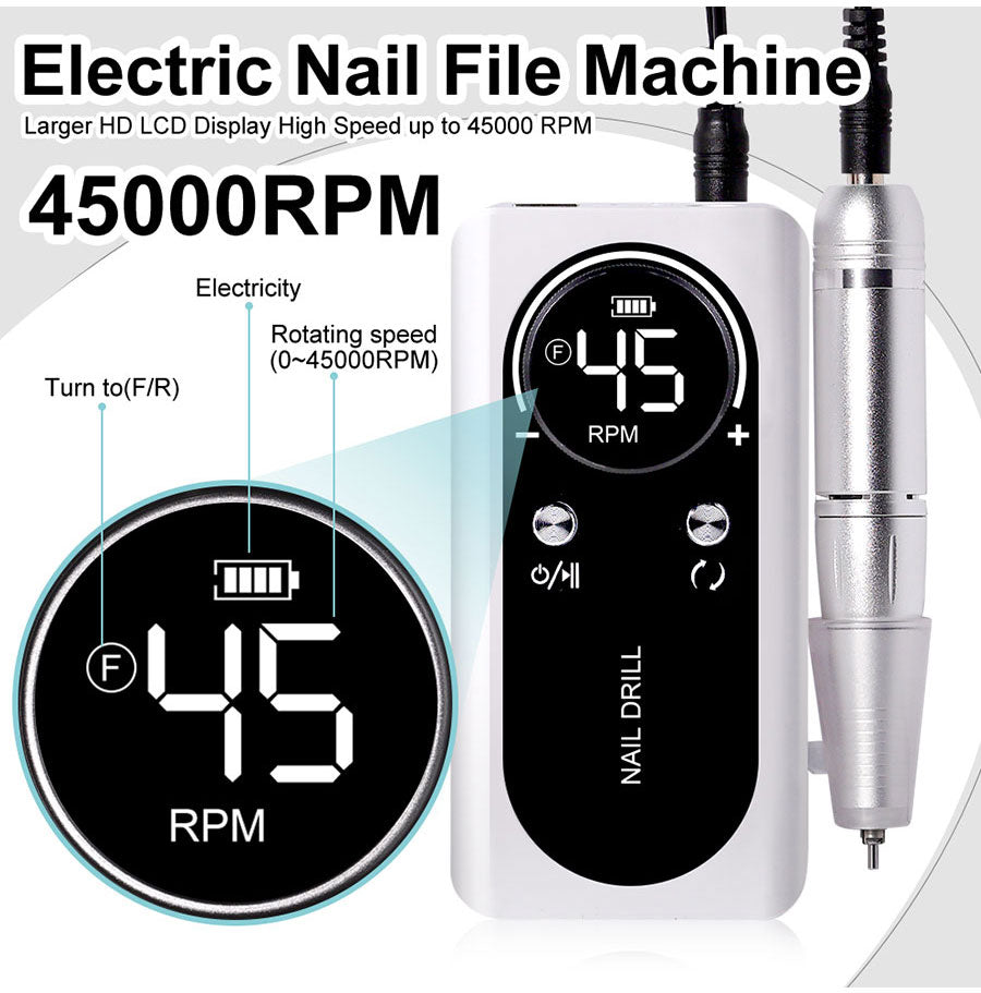 Rechargeable Electric Nail Drill 45000RPM - VibreMode