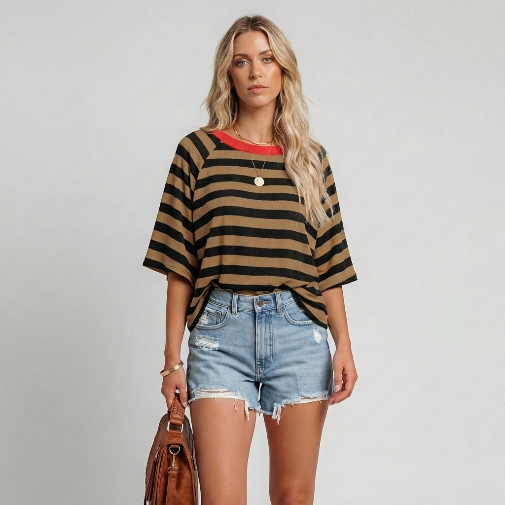 Women's Crewneck Striped Colorblock - VibreMode