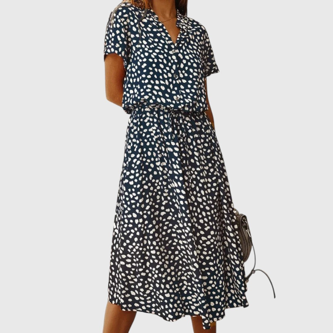 Colorful Front Button Midi Dress