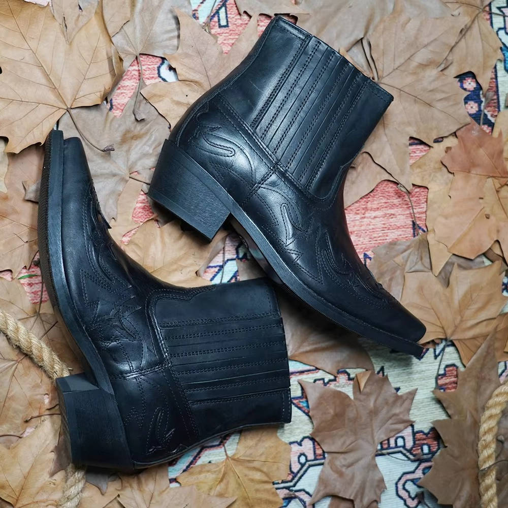 Rugged Country Embroidered Leather Riding Boots
