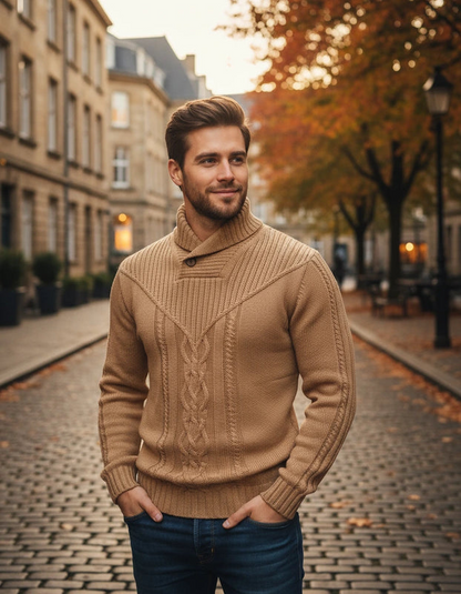 Traditional Crew Neck Cable Sweater