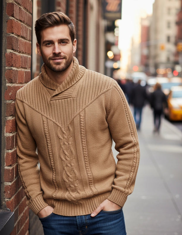 Traditional Crew Neck Cable Sweater