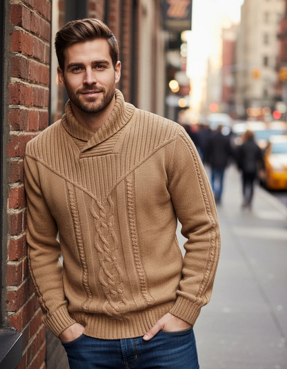Traditional Crew Neck Cable Sweater