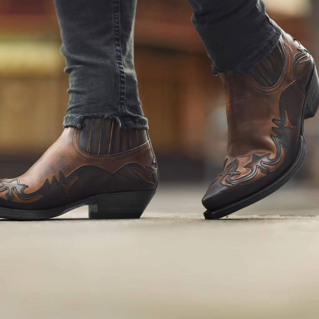 Rugged Country Embroidered Leather Riding Boots