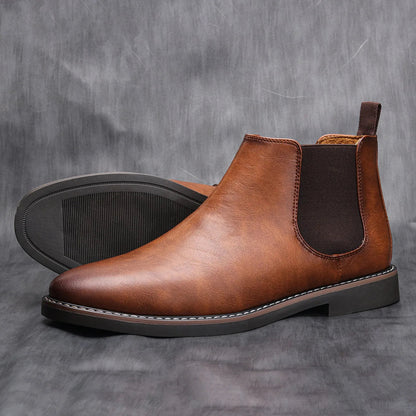 Men's Leather Chelsea Boots Durable Brown