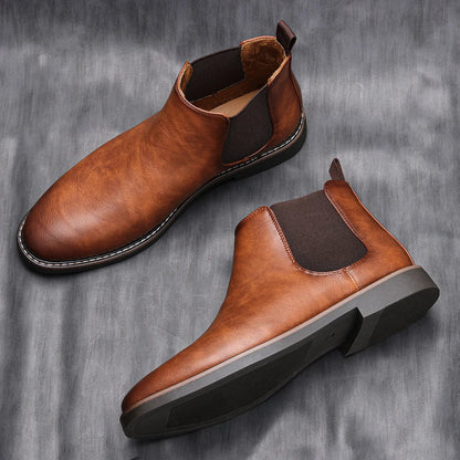 Men's Leather Chelsea Boots Durable Brown