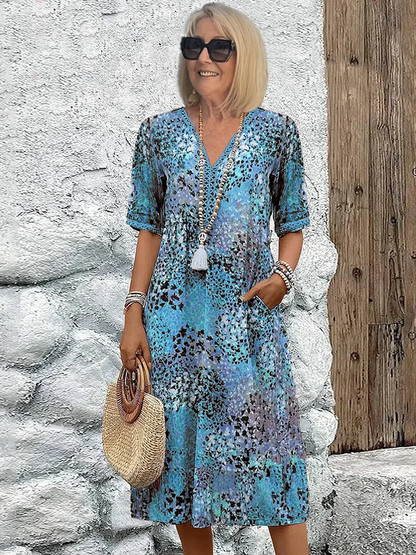 Women's V-Neck Colorful Dress