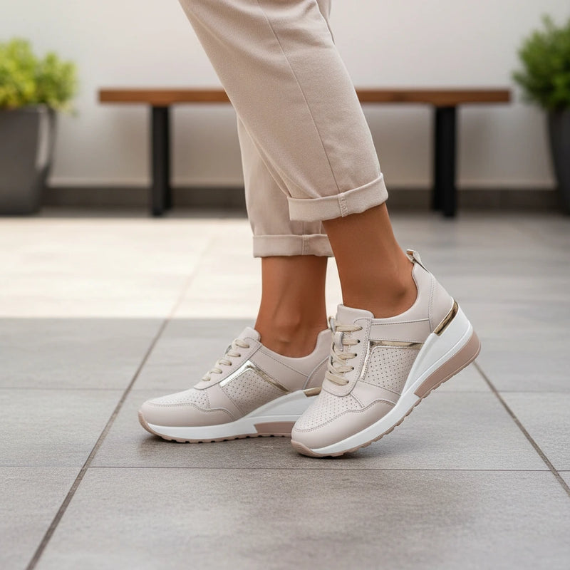 Shiny Mesh Tie-Up Running Shoes - VibreMode