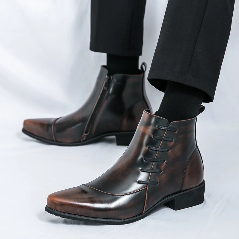 Men's Leather Chelsea Boots Polished Black